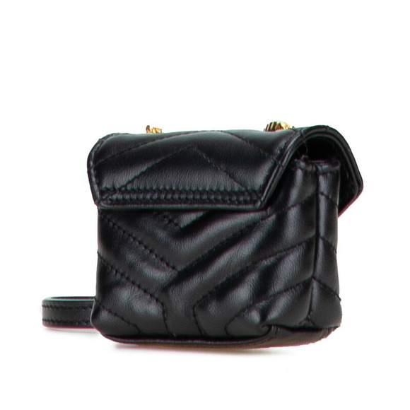 Saint Laurent Lulu Chain Shoulder Bag AirPods Case Wallet Black Gold Leather - Picture 2 of 9